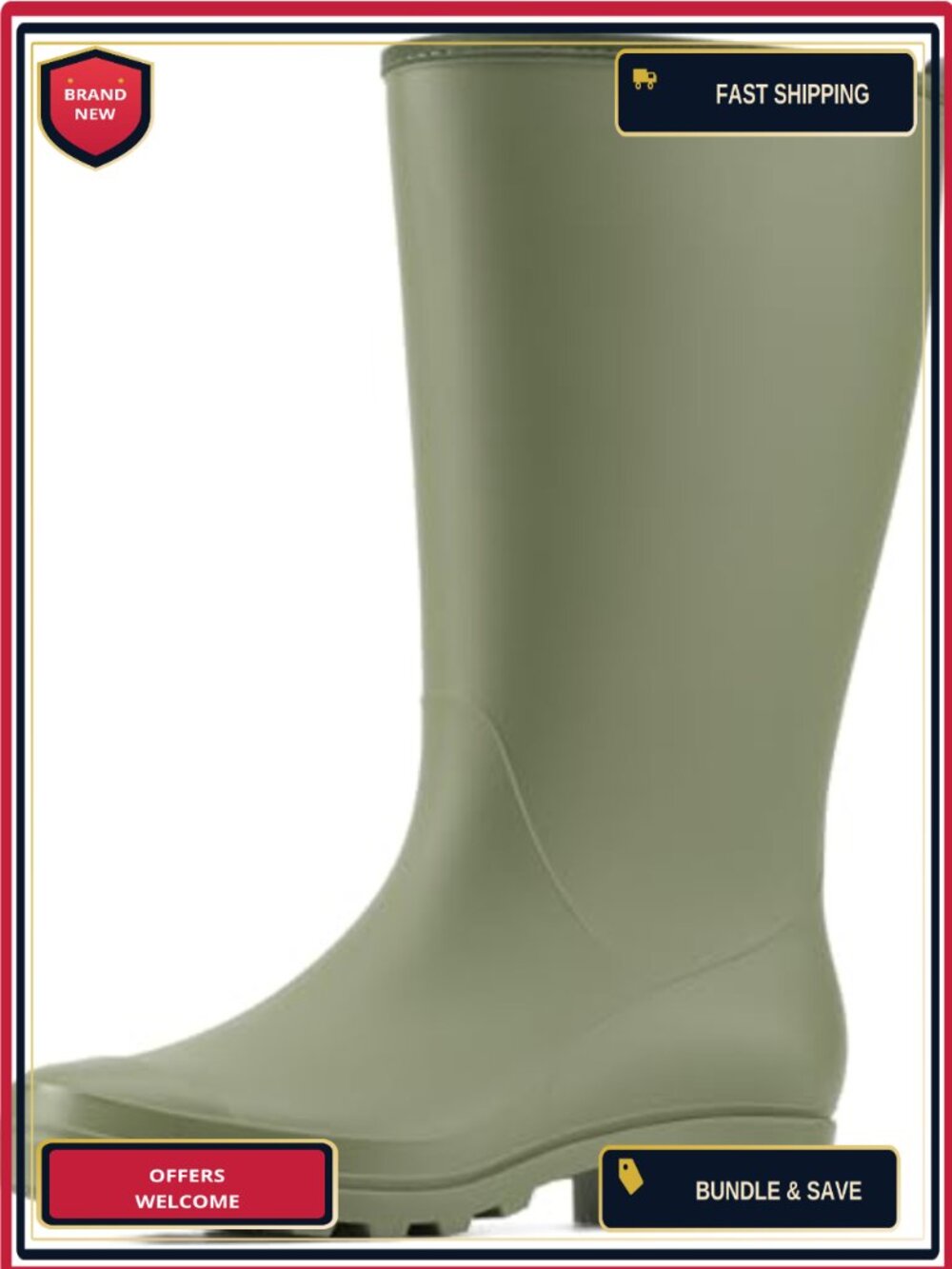 Wide Calf Rubber Rain Boots Waterproof PVC Mid-Calf Wellington Garden Shoes